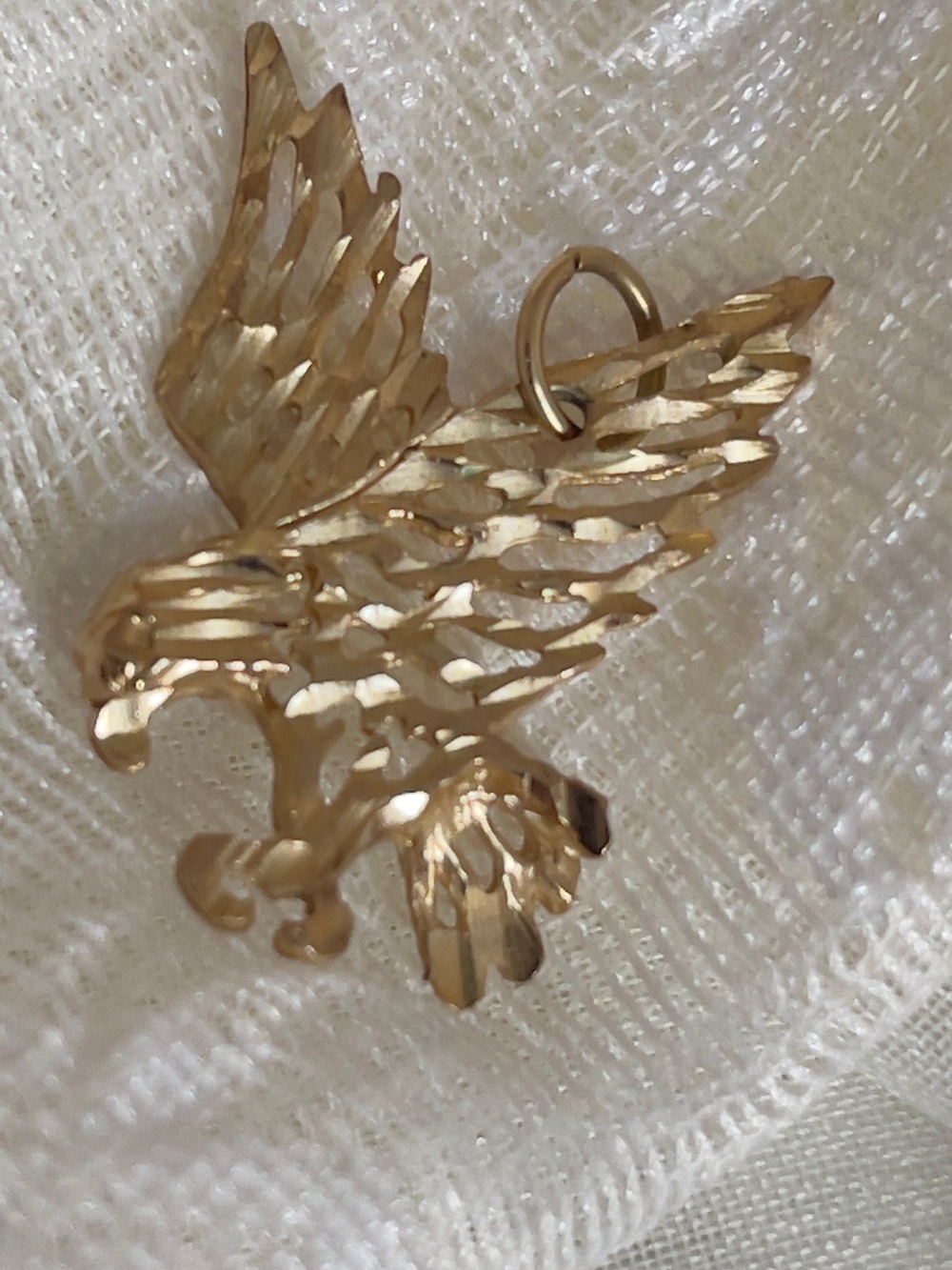 10K Gold Vintage Laser Cut Eagle Pendant